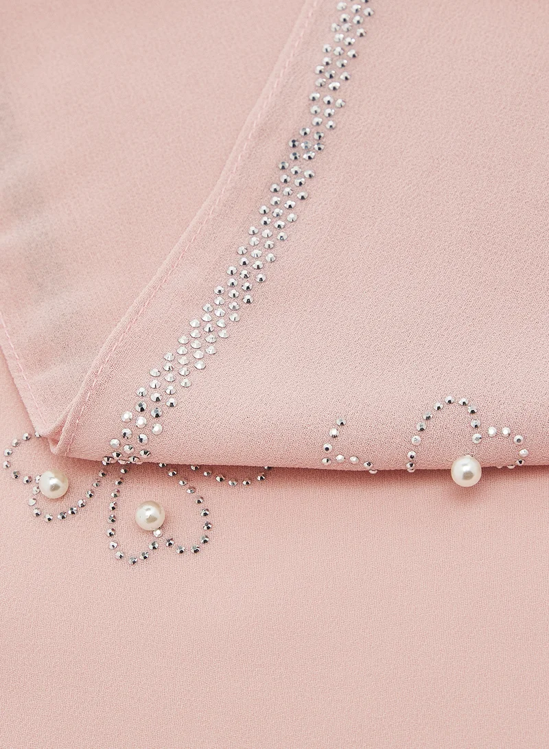 Khizana Embellished Rhinestone Silver And Pearl Detail Modest Hijab Headscarf